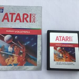 Vintage 1982 Atari 2600 RealSports Volleyball Game Cartridge Manual Classic